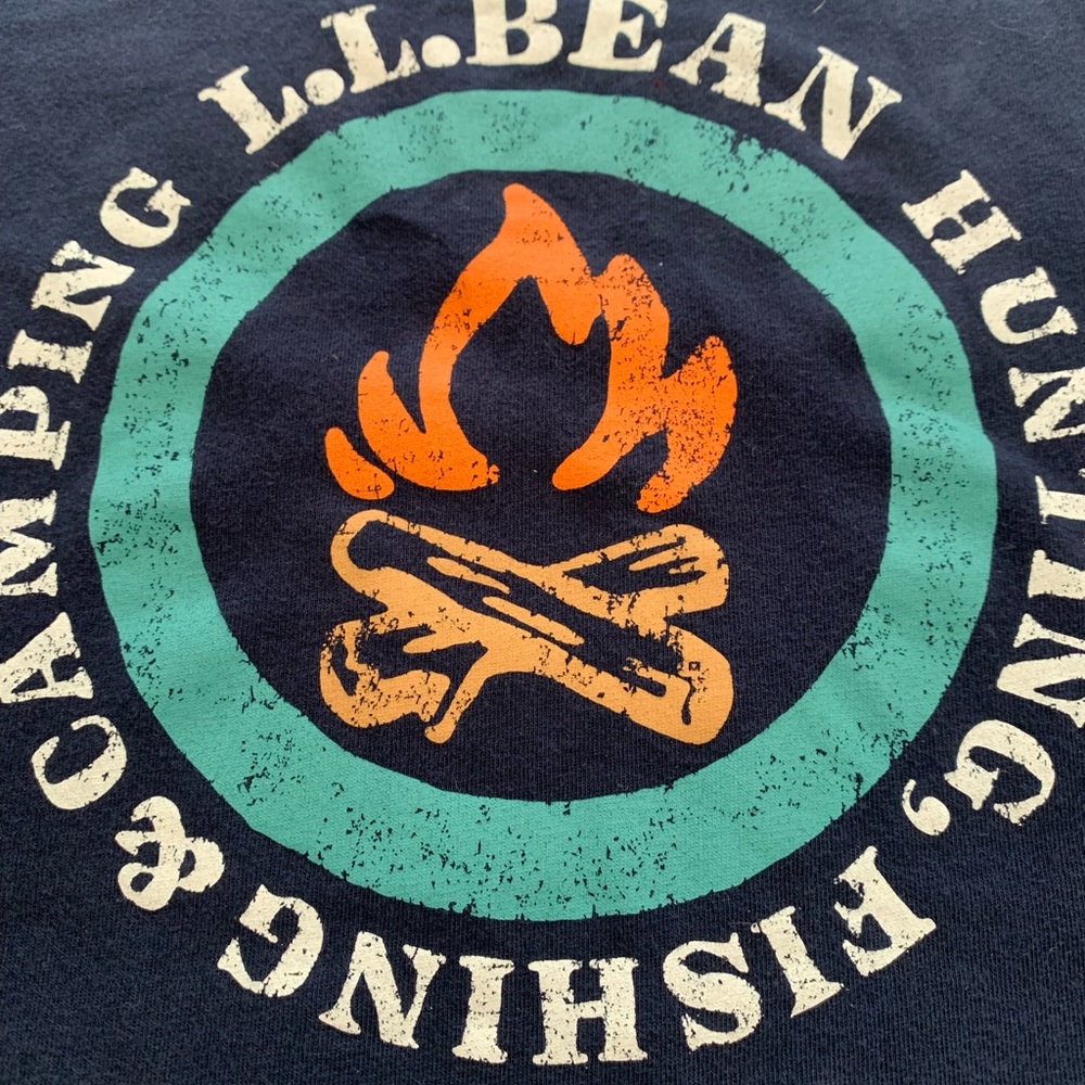 LL Bean 1X Blue Camp Fire Graphic Tee Short Sleeve Top Women’s Like New - Picture 4 of 7